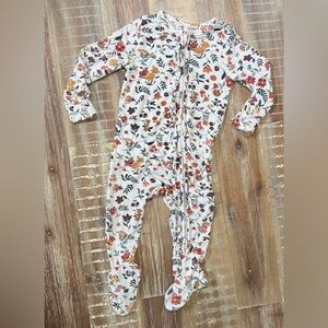 Angel Dear Floral Ruffle back Baby infant footie bamboo Outfit pajama
